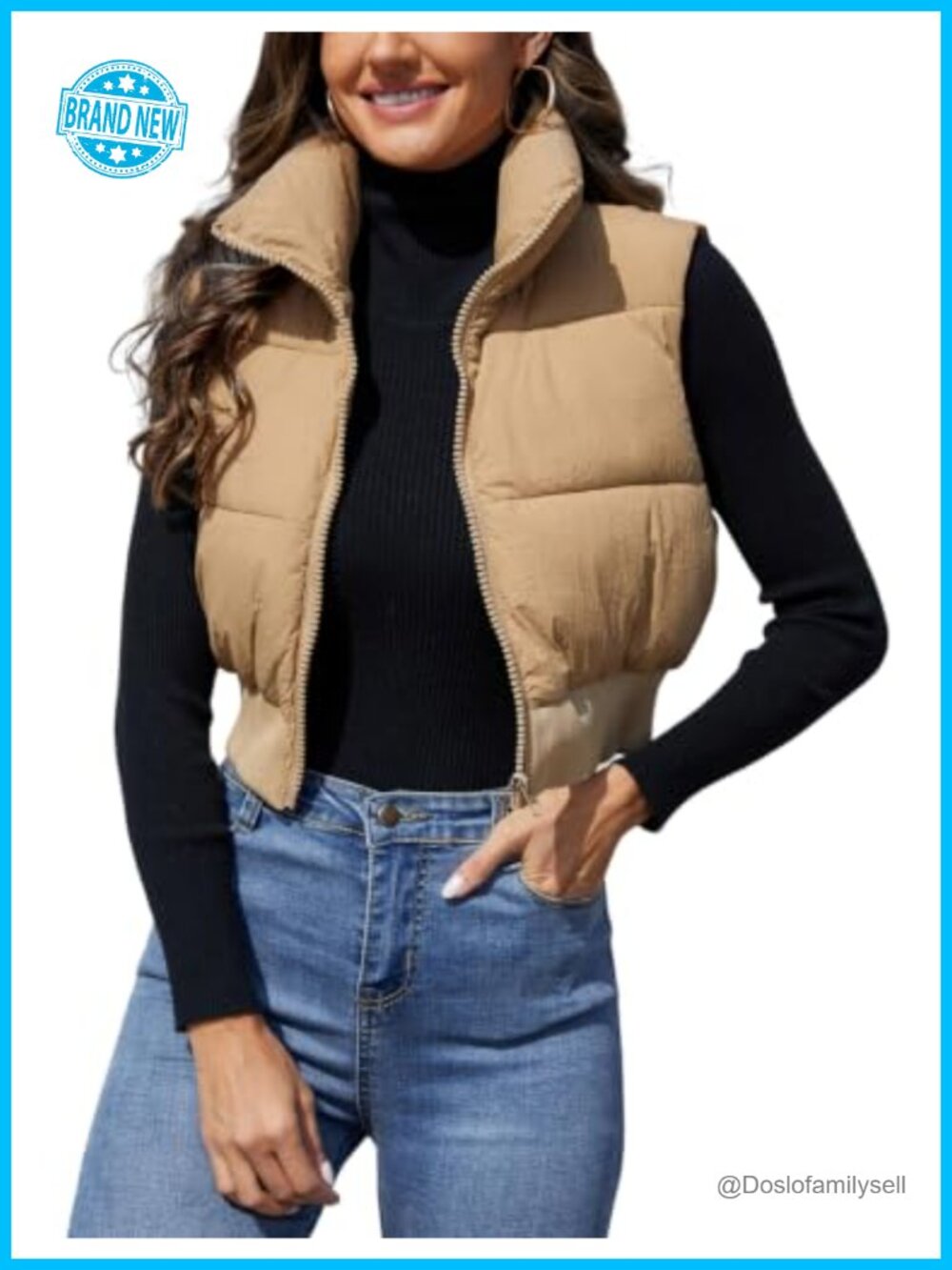 Cropped Puffer Vest Quilted Zip Up Sleeveless Jacket